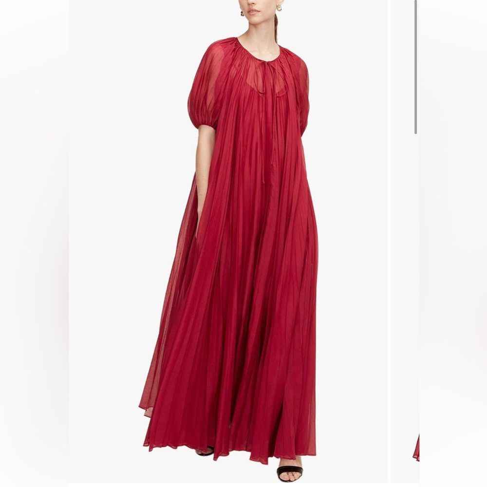EUC Rebecca Taylor Red Sunburst pleated Maxi Dress